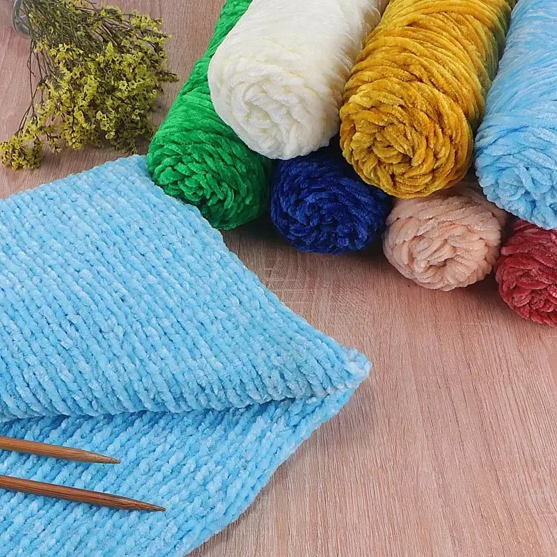 100g Chenille Yarn Medium Thickness Hand Woven Thread Crocheting Weaving DIY Material for Hats Shoes Scarves Bags Knitting Wool