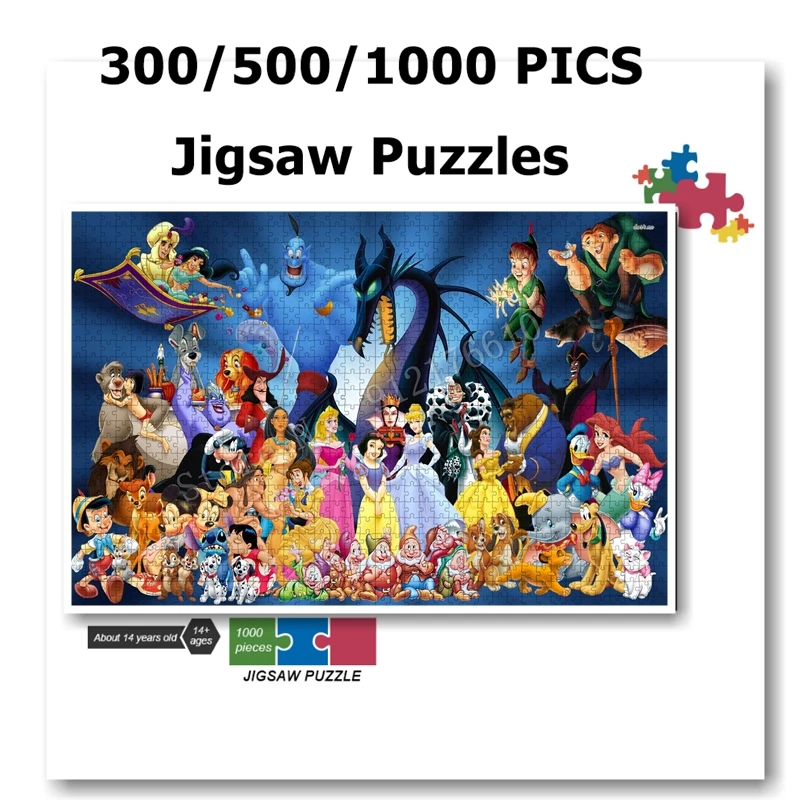 

Modern Jigsaw Puzzle Disney Princess Mickey Snow White and The Seven Dwarfs 300/500/1000 Wooden Puzzles Educational Toy for Kids