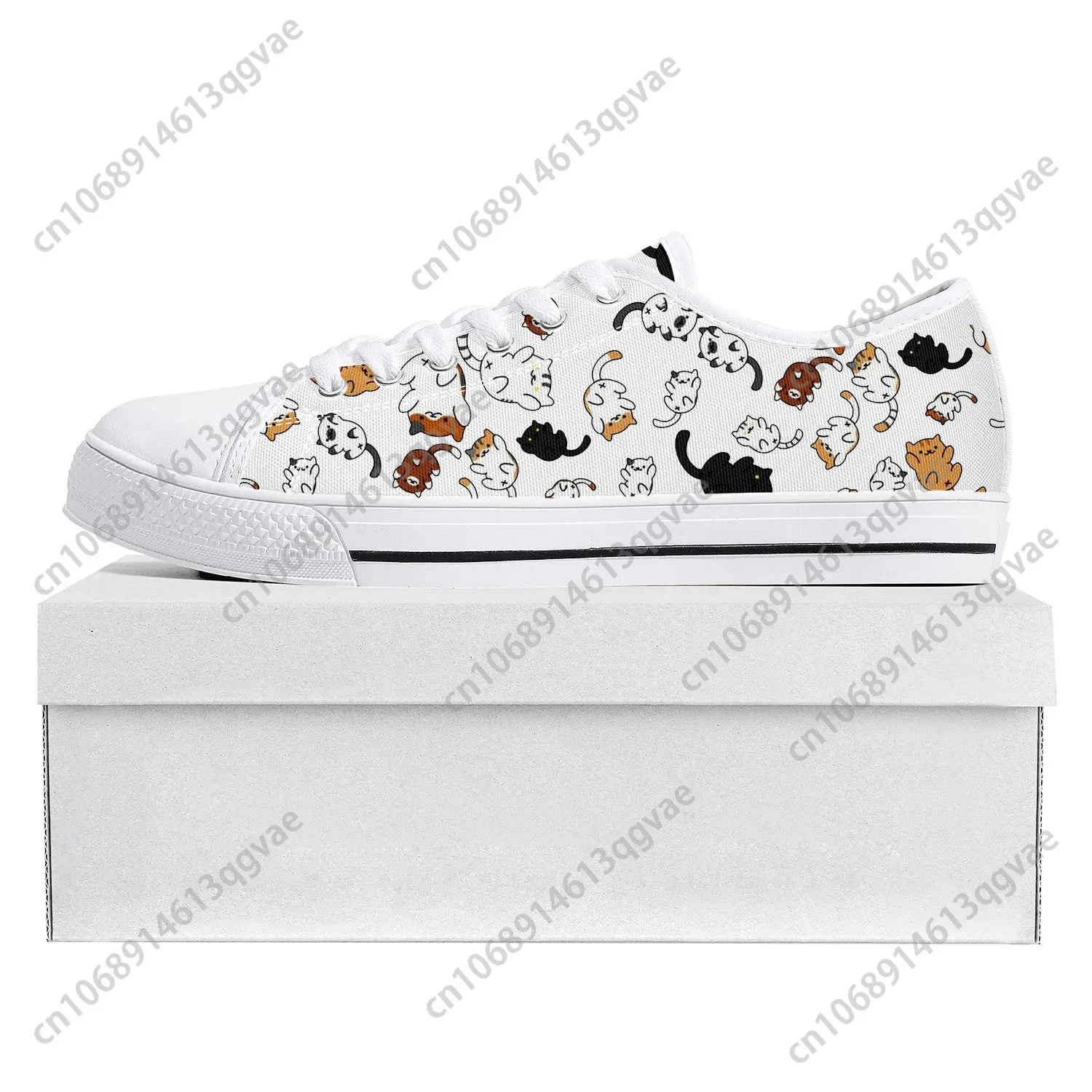 

Cute Fat Cat Pet Cat Low Top Sneakers Mens Womens Canvas Custom Shoe White Sneaker Casual Couple Shoes