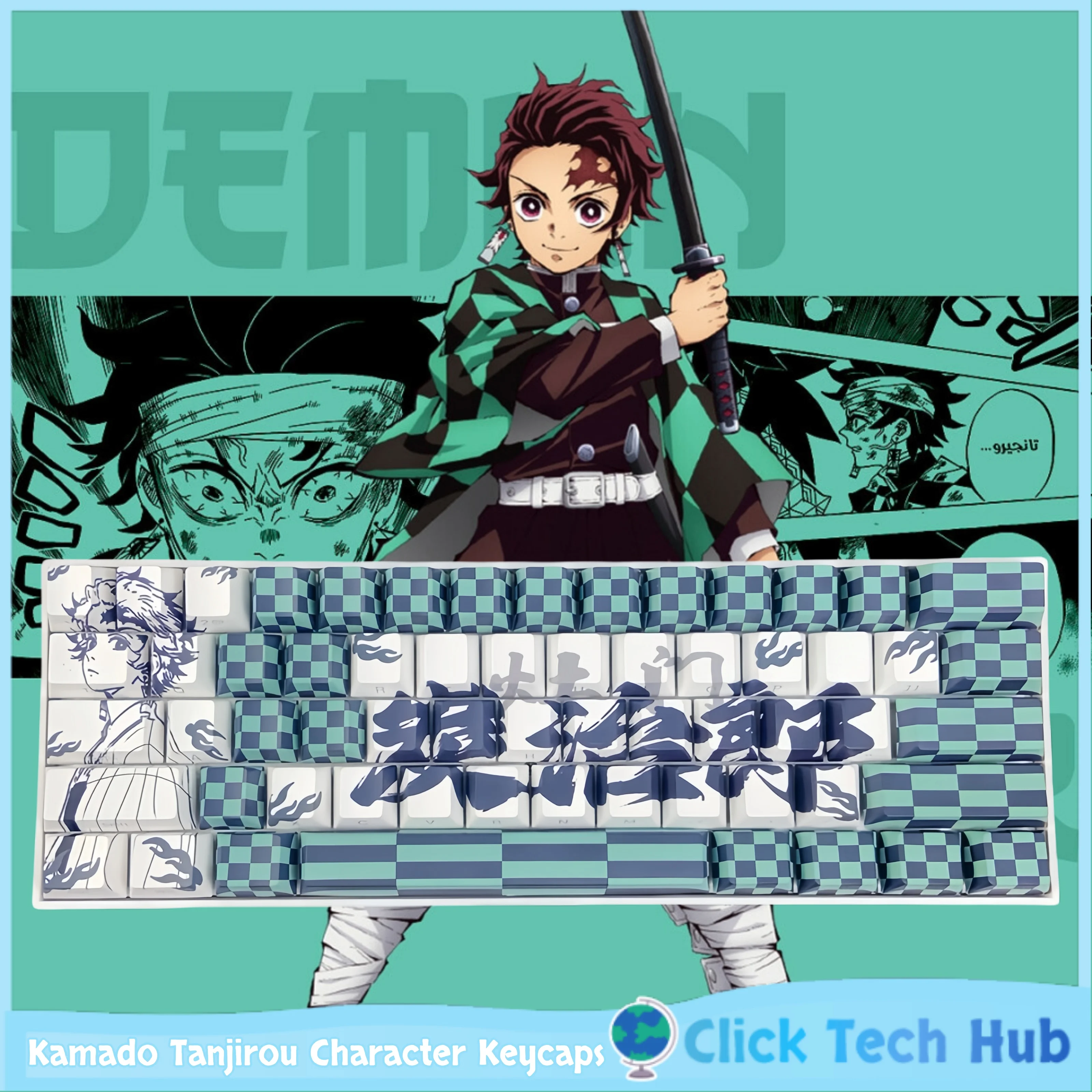 

Kamado Tanjirou Character Keycaps Demon Slayer Anime Theme Key cap 130key Cherry Height PBT Mechanical Keyboard Keycaps