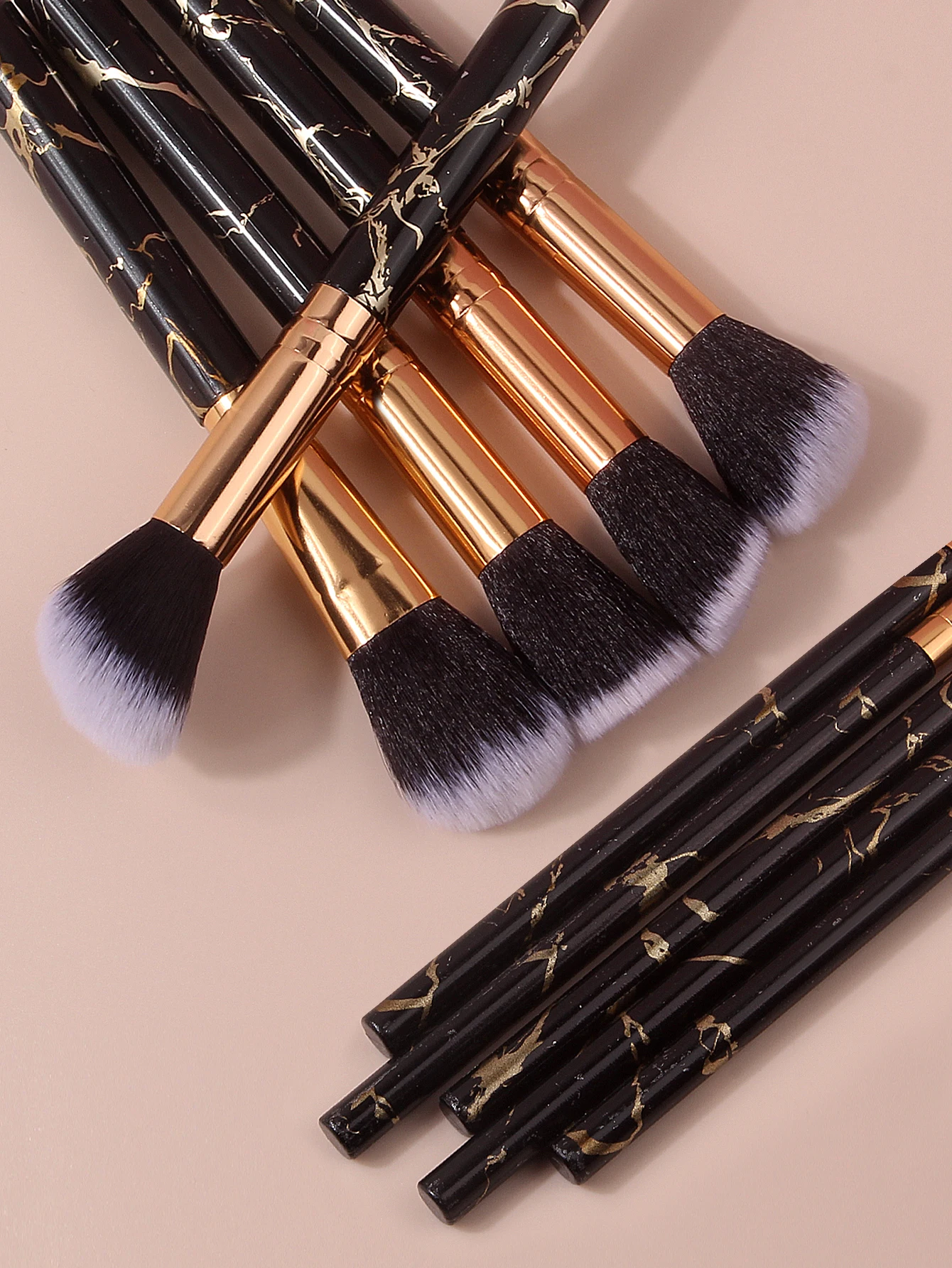 10PCS 다기능 대리석 질감 메이크업 브러쉬 세트, 파운데이션 브러쉬, 블러쉬 브러쉬, 컨투어링 브러쉬, 아이섀도우 브러쉬 포함