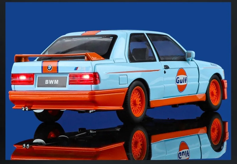 1:24 M3 E30 1987, Modellauto aus Metall, mit Sound- und Lichteffekten, Rückziehfunktion, Kinderspielzeug, Sammlerstück, Geburtstagsgeschenk. – Detail 9