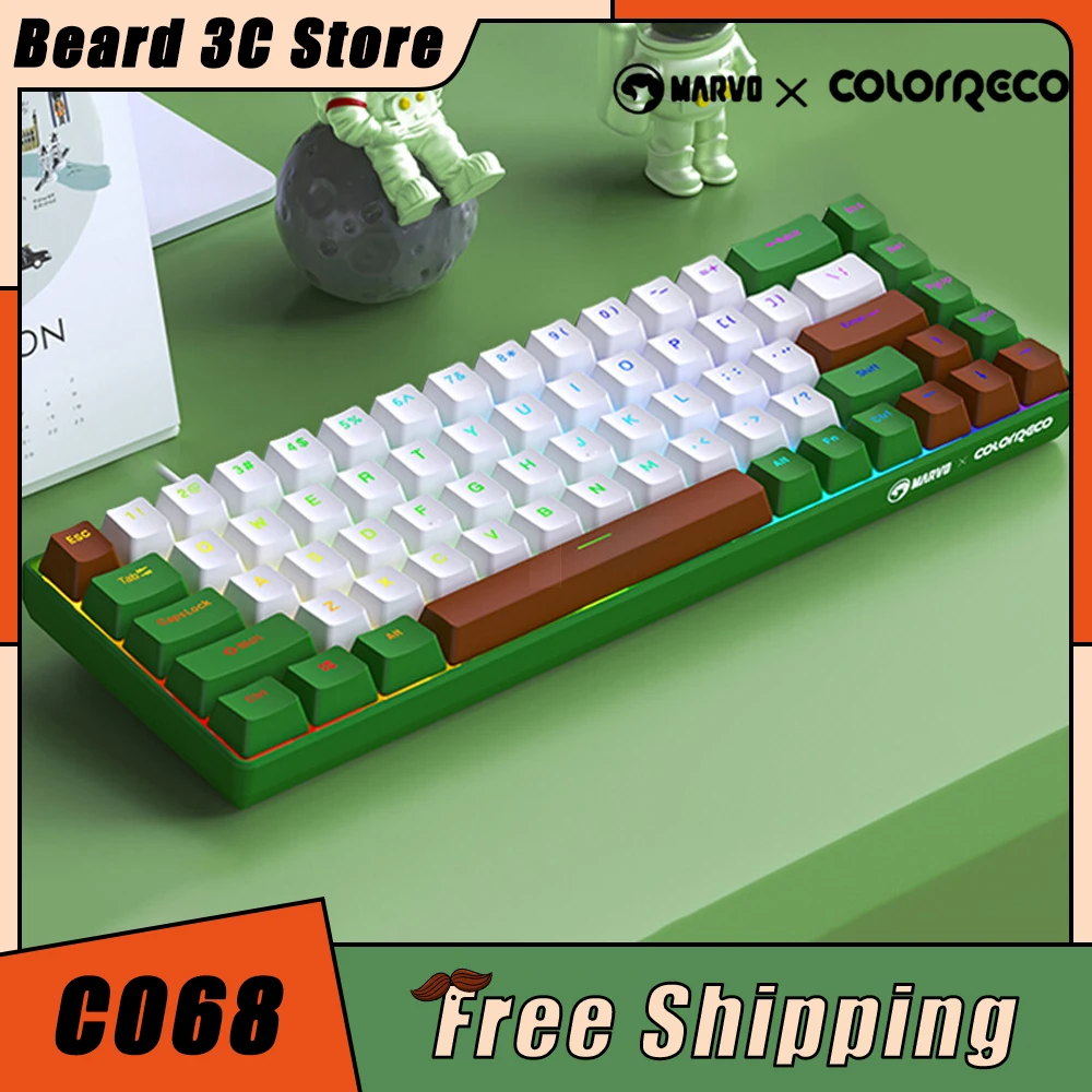 

ColorReco C068 Mechanical Keyboard Three Mode RGB Backlight Hot Swap Wireless Gaming Keyboard Ergonomics Pc Gamer Office Giffts