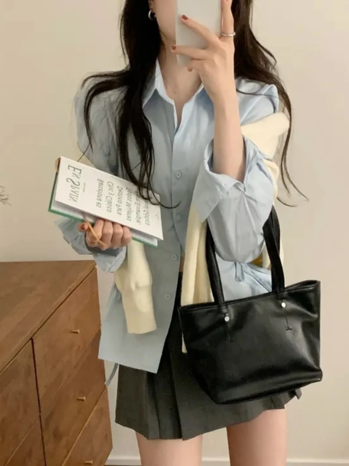 Koreanisches Sle Side Bow Waist Cinching irt Damen-Ele White Top Frühling 2025, Neuankömmling Slim Fit Long Sve Ne