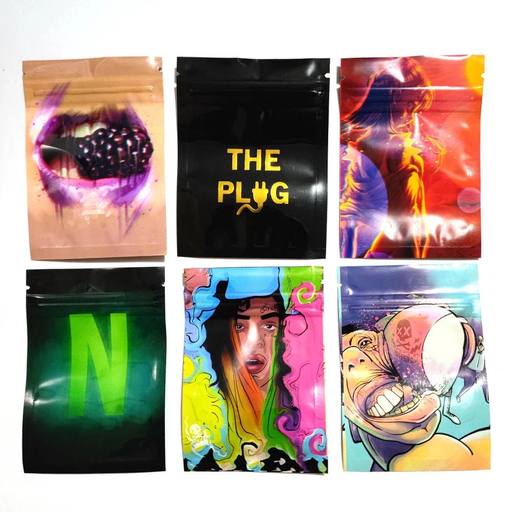 Foil Plastic Bags Baggie Pouch Waterproof Jewelry Coffee Bean Candy 7x10M Portable Ziplock Storage Bag Various Patterns