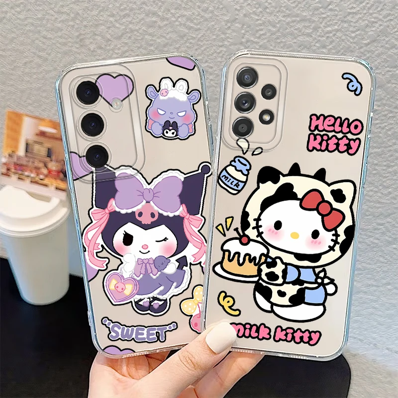 Bonito sanrio kuromi capa de telefone macio para samsung galaxy a36 a13 a33 a25 a56 a73 a54 a34 a35 a15 a26 a24 a55 a23 a14