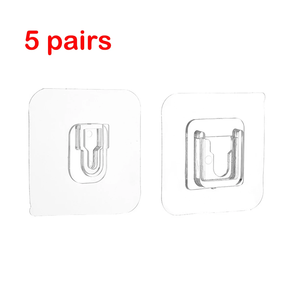 5/10 Pairs Double Sided Adhesive Wall Hooks Self-Adhesive Nail Free No Damage Multi-Purpose Hooks for Bathroom Kitchen Office