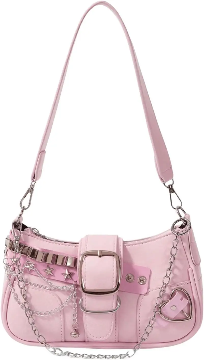 

Mini Chain Hobo Bag with Star Embroidery for Women