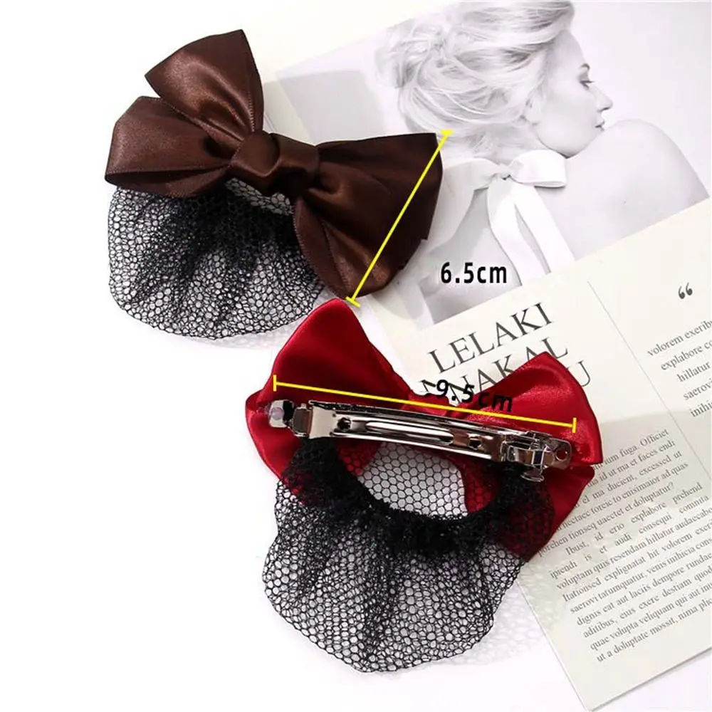 Headwear Bow Hotel Airline Stewardess Ponytail Clip Hairgrips Cover Net Korean Bun Snood Women Spring Clips DIY