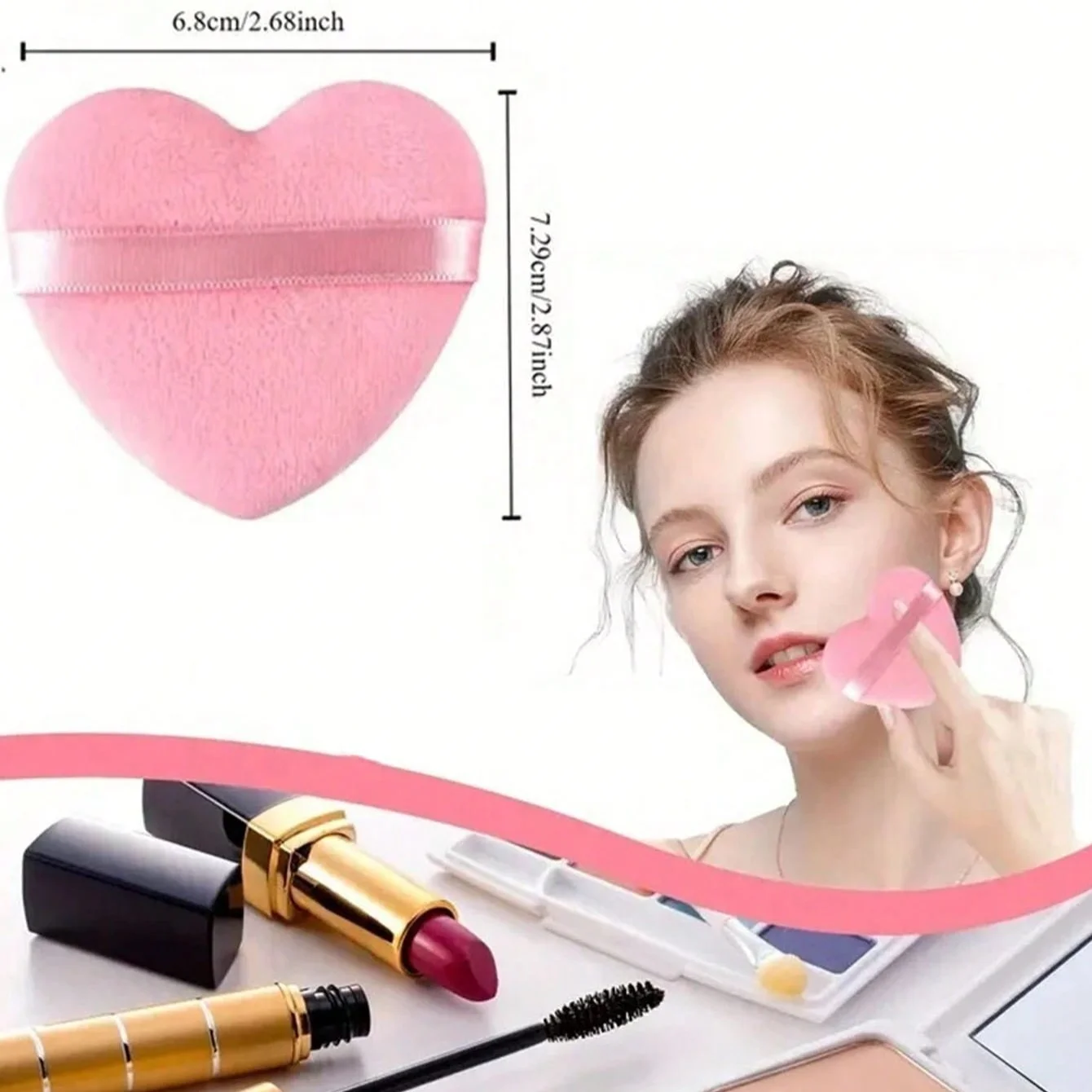 8개 하트 모양의 메이크업 스펀지 퍼프, 부드러운 크리스탈 벨벳, 폼, 부드럽고 피부 친화적인 메이크업, 휴대용 메이크업 도구 2035