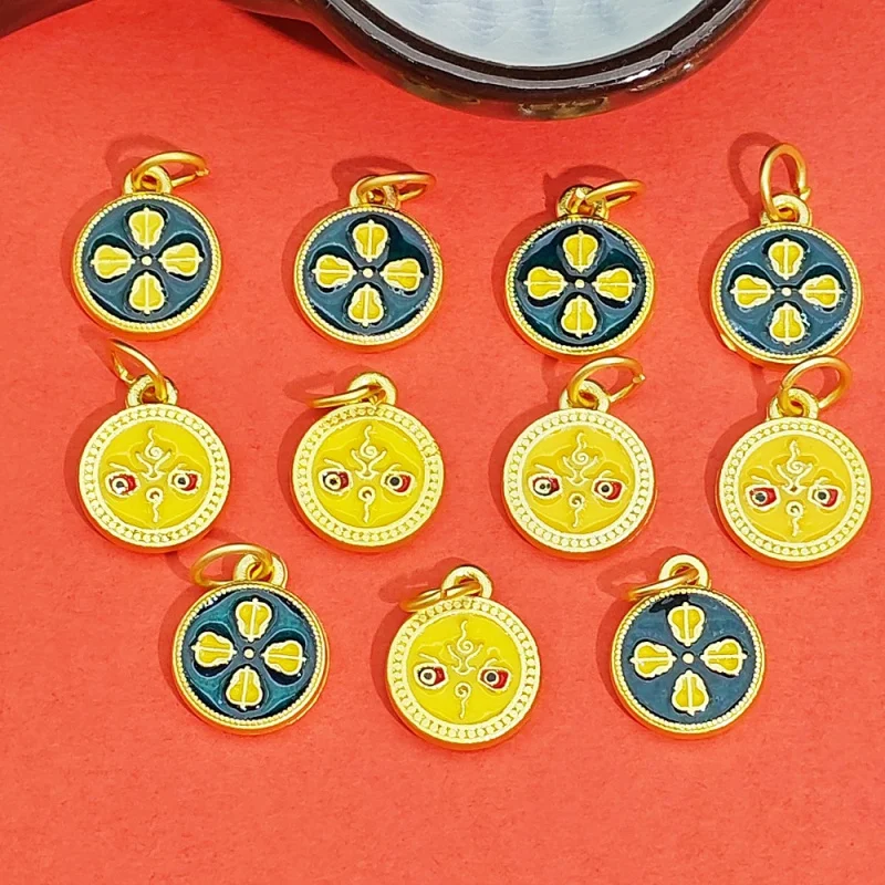 20pc set  Color-Preserving Ancient Double-Sided Dripping Oil Lucky Five Gods of Wealth PendantdiyNecklace Bracelet Pendant