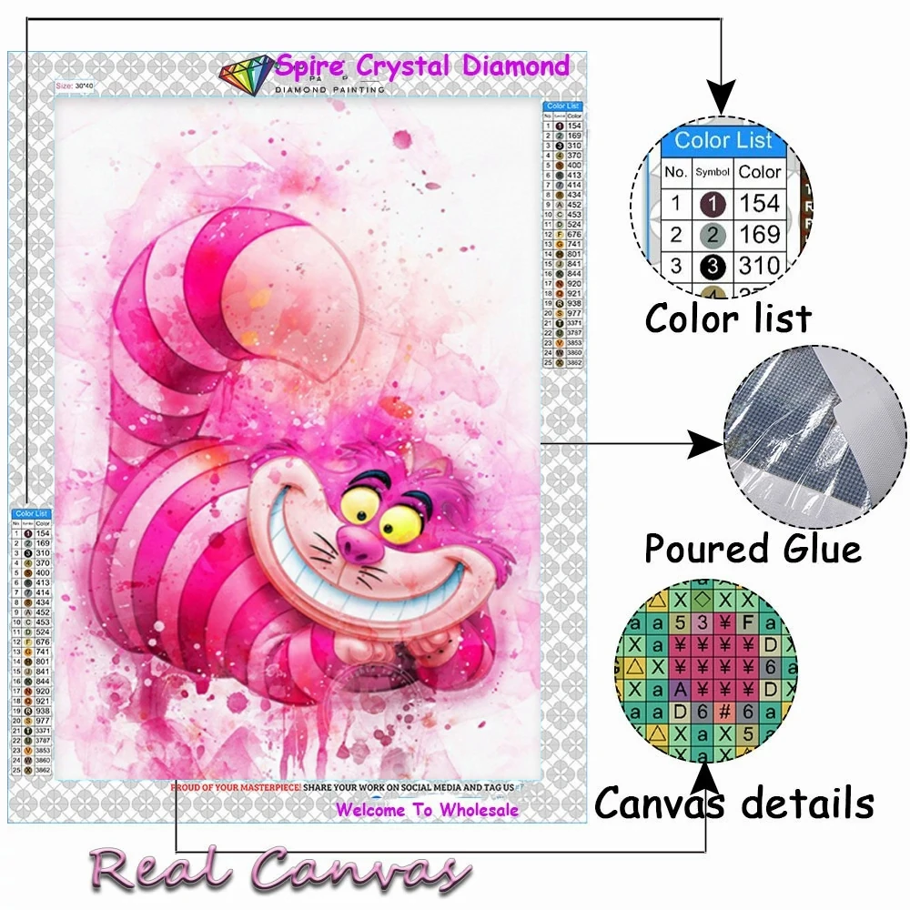 Disney Princess 5d Diy AB Diamond Painting Kit Embroidery Alice In Wonderland Art Cross Stitch Mosaic Home Decor Children‘s Gift