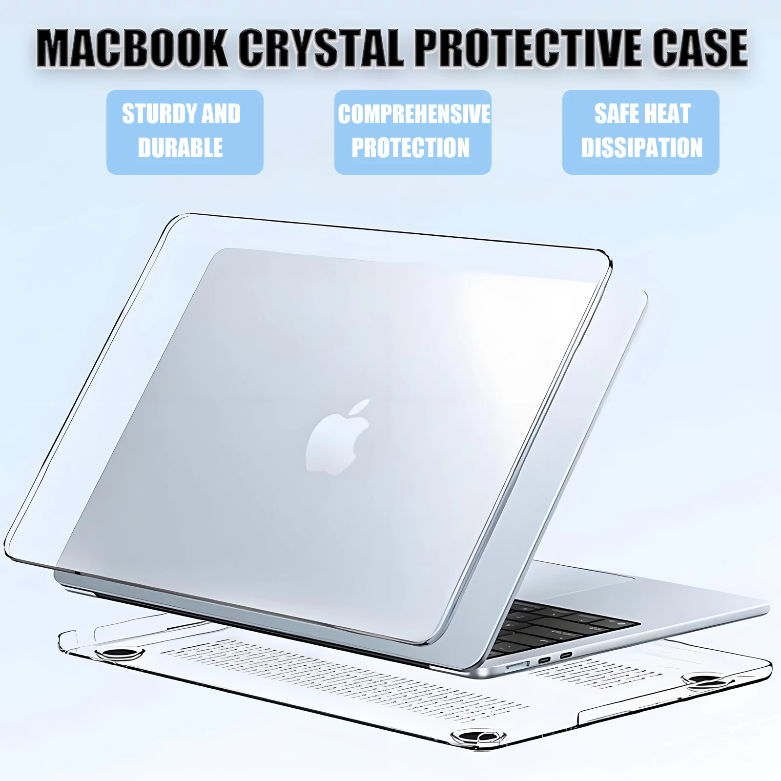 

Чехол, совместимый с MacBook Air, 15-дюймовый M4 A3241 M3 A3114 M2 A2941, кристально чистый пластиковый жесткий чехол с крышкой клавиатуры