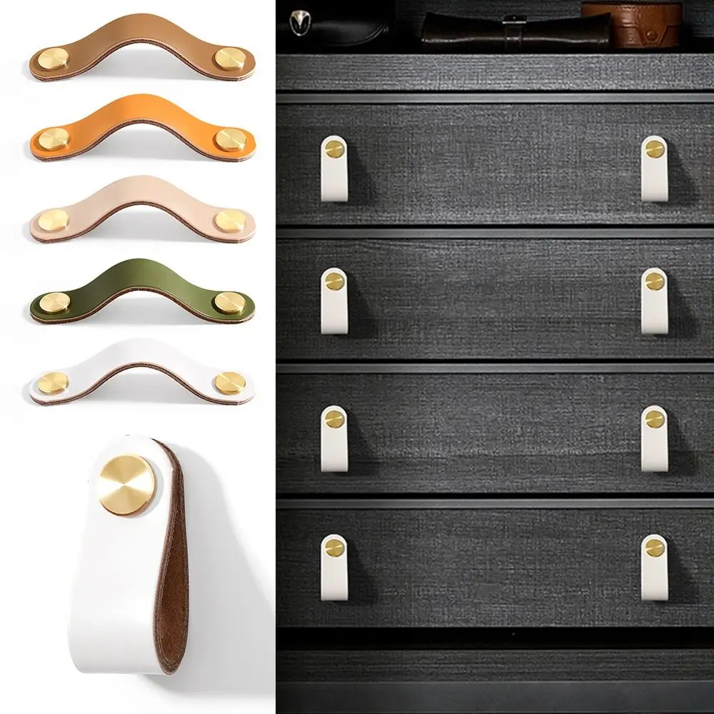 2pc Cupboard Door Pulls Wardrobe Furniture Handle Cabinet Handle Drawer Pull Knobs Leather Door Handles