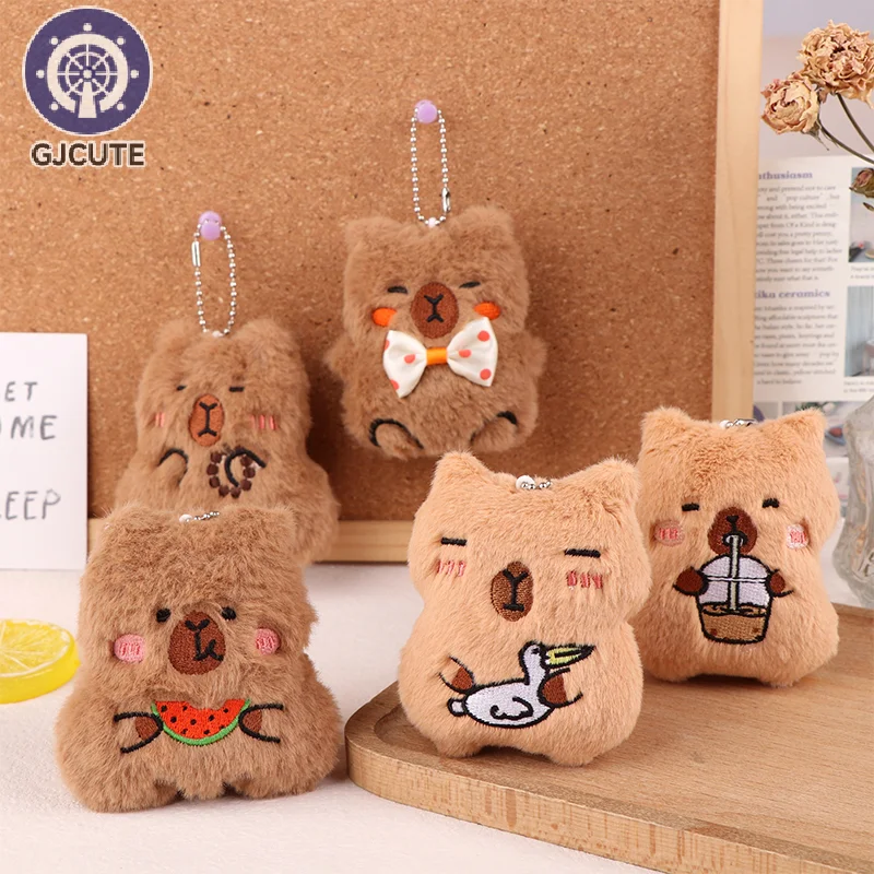 Pendentif en peluche capibara qui couine, dessin animé, thé au lait, doux, beurre en peluche, porte-clés de voiture, sac à dos, cadeau de décoration