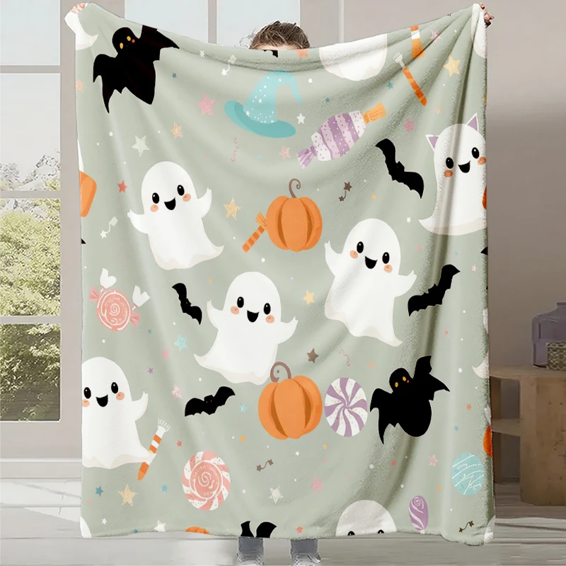 

2025 new cartoon cute print halloween gift blanket office casual nap sofa blanket digital print flannel blanket