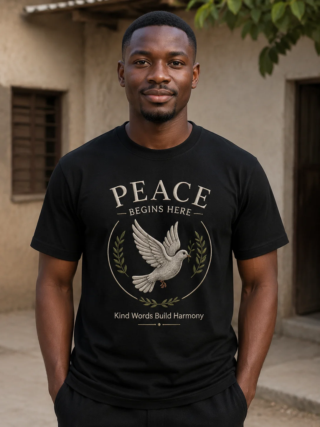

Men Graphic T Shirt Short Sleeve Fit 50% Cotton 50% Polyester Stretch Fabric Peace Dove Vintage Print Summer Casual Daily