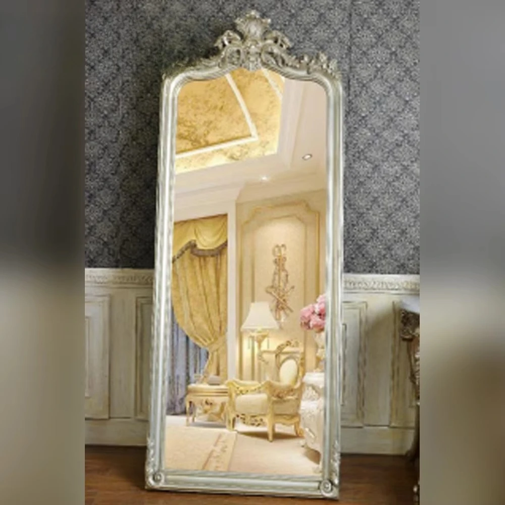Baroque Full-body Mirror Luxury Villa Clothing Store Beauty Salon Engraving Decoration PU Frame Mirror