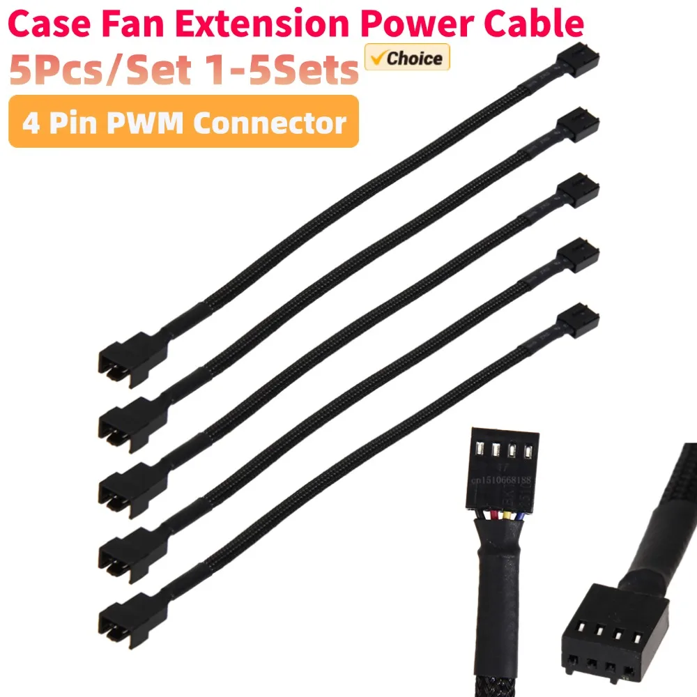 5-25Pcs 4 Pin PWM Connector Case Fan Extension Power Cable Extending Cable for Compure CPU Cooling System for Computer Case Fan