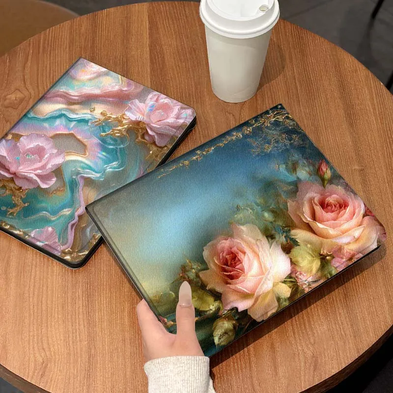 

Pink Roses Blue Curtain Gift Tablet Case For Lenovo Xiaoxin Legion Pad Tab Pro GT Y700 Gen4 2 11 P11 M10 K10 3rd Plus Gen