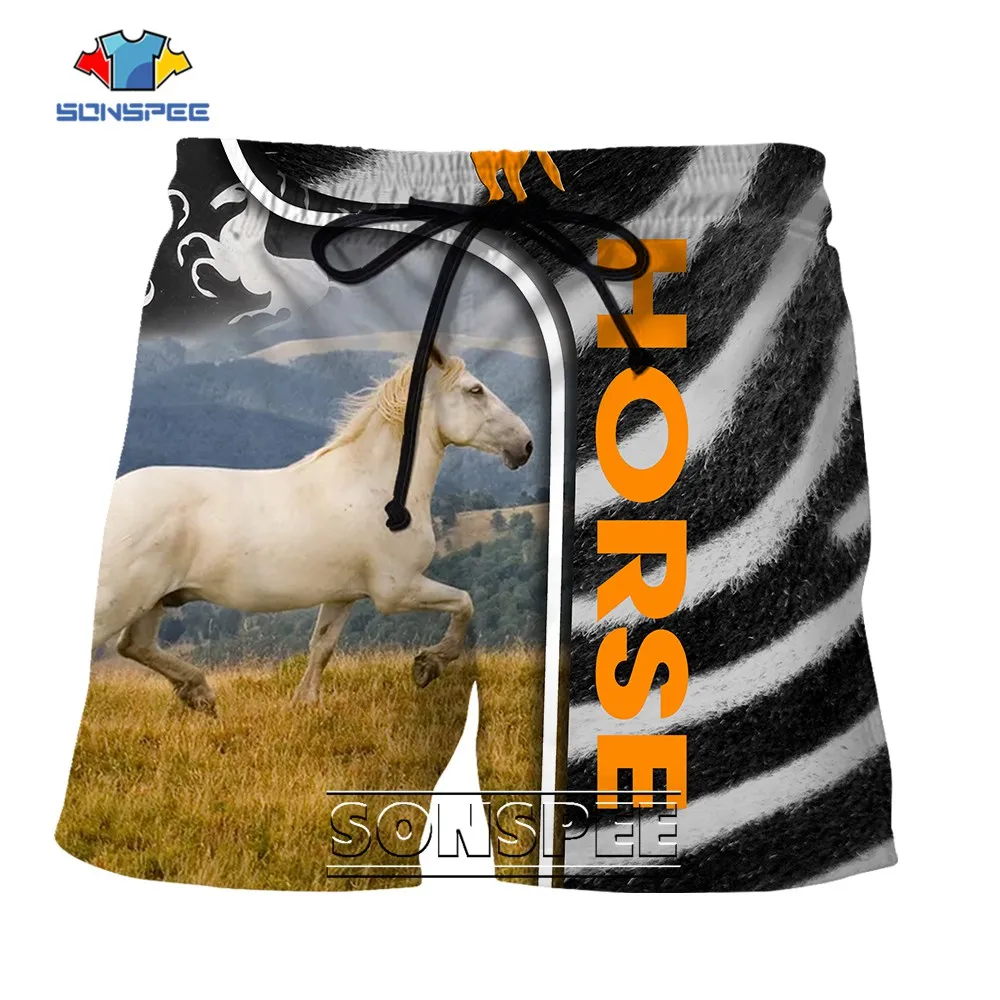 SONSPEE Harajuku Animal Horse 3D Printed Shorts Men Women Fitness Zebra Stripe Beach Short Pants Cool Graphic Hip Hop Clothing