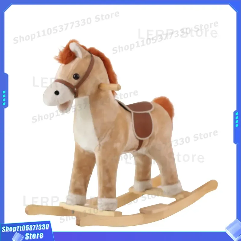 Wooden Rocking Horse Plush Animal Shape Riding Toy for Children Kids Safe Educational Gift Factory Direct Sale High Quality