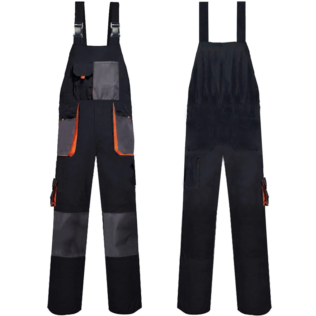 

Men Black Cargo Bib Pant Brace Overall Multi Pockets 100% Cotton Overall Wear-resistant Overalls Men Workwear Working Uniform