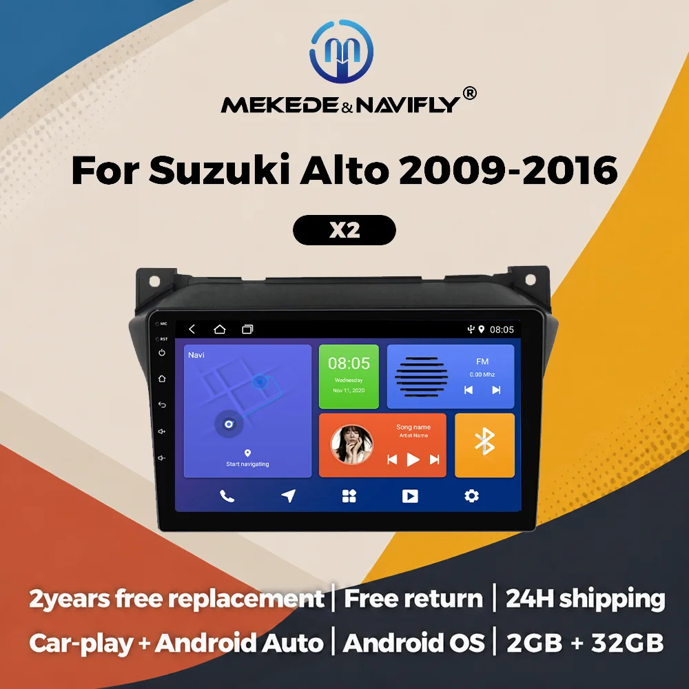 9-Zoll-Android-Autoradio für Suzuki Alto 2009-2016, Autoradio, Multimedia-Videoplayer, GPS-Navigation, kabelloses Carplay, Android, WLAN.