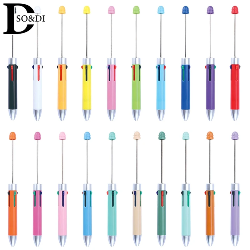 DIY Creative Business Four Color Refill Beaded Pen Cute Beadable Ballpoint Pens Puzzle Multi Color Jewelry Beaded Ball Pen