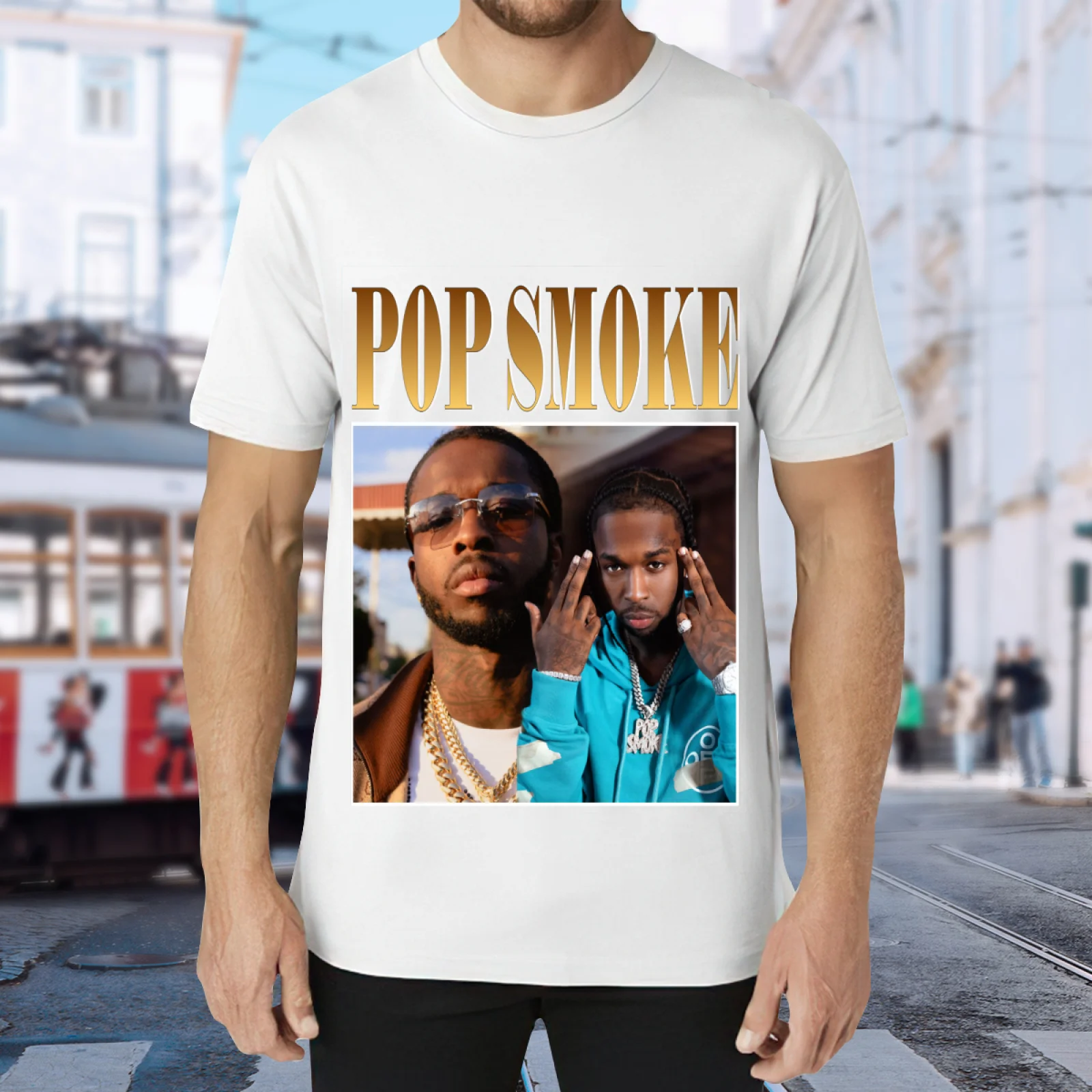 Pop Culture Movie Rapper Vintage Collage T-Shirt Rihanna Robert Pattinson Pop Smoke Prison Mike Tee Unisex Oversized Cotton Streetwear