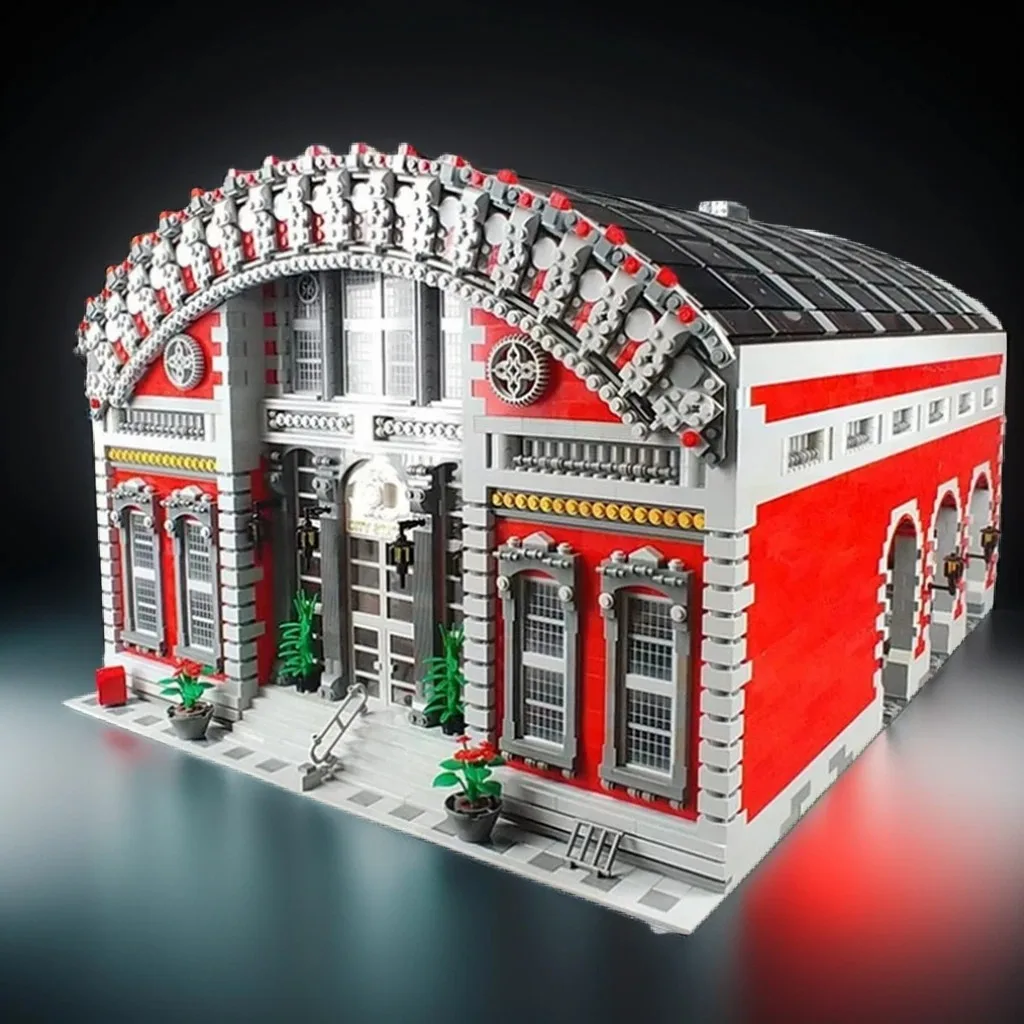 

7432 шт. MOC массивный поезд, просторная модель DIY, строительные блоки, игрушки на день рождения, подарок