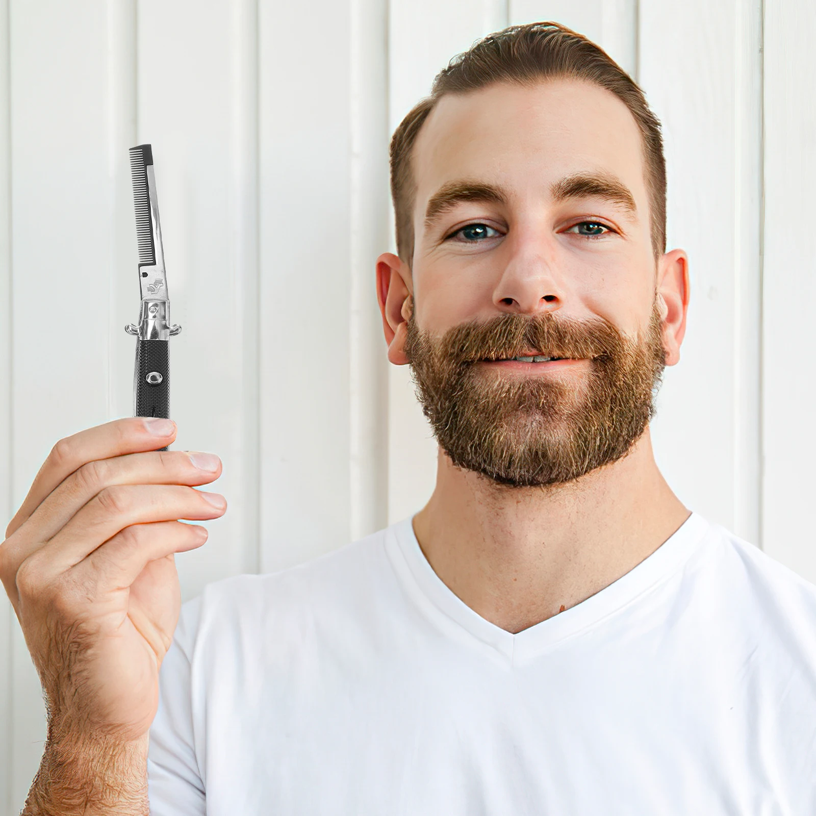 

1Pcs Foldable Metal Spring Comb Plastic Handle Portable Pocket Comb Travel Hair Grooming Tool for Men