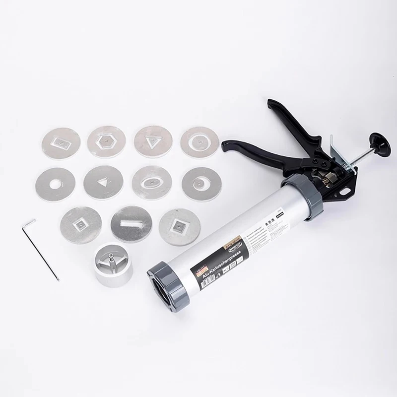Extruder Pottery - Manual Gun With 11 Pattern Discs, Large Size Clay Press Tool For DIY Craft & Ceramic Art