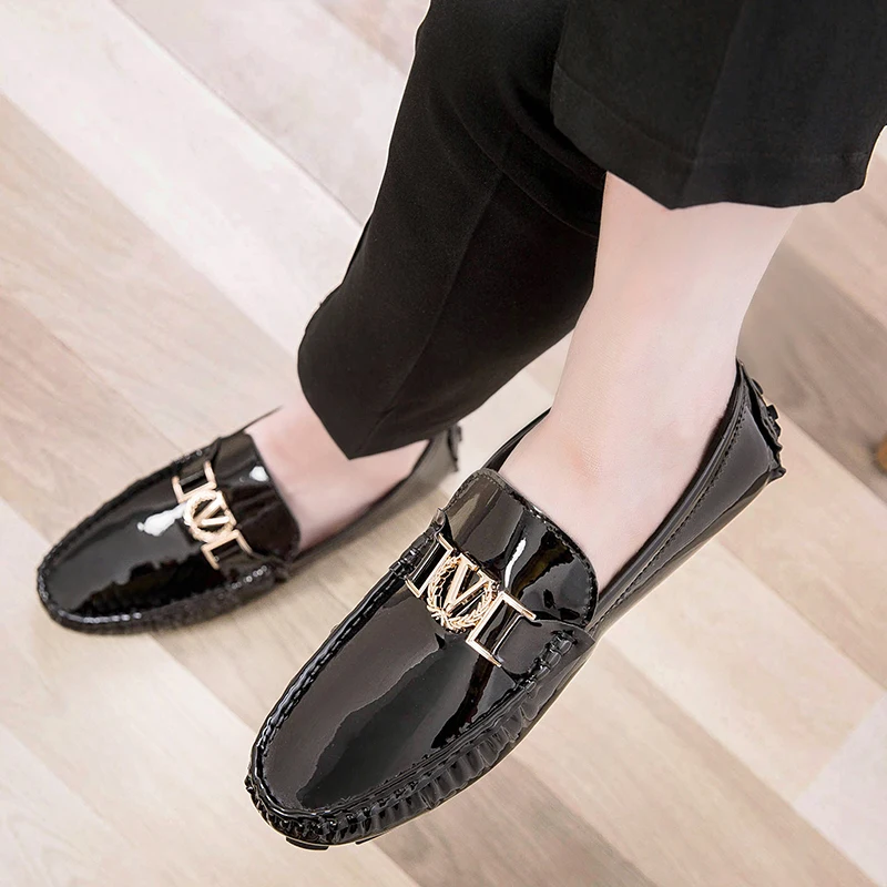 

Мужские шапочки, весенне-летние туфли без шнуровки, модная мужская обувь из лакированной кожи в корейском стиле, низкие туфли для ленивых, повседневная обувь, ручная работа