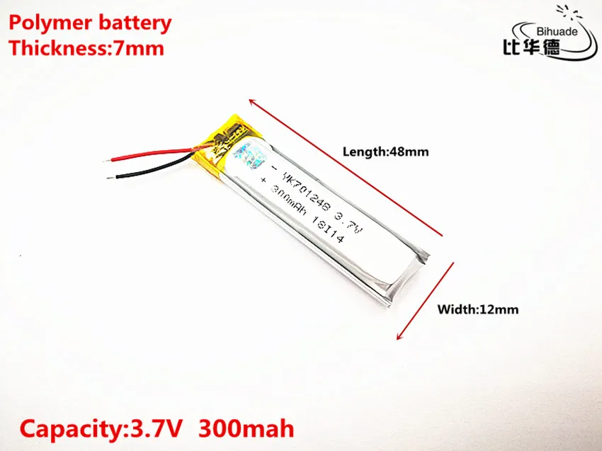 1pcs/lot Good Qulity 3.7V,300mAH,701248 Polymer lithium ion / Li-ion battery for TOY,POWER BANK,GPS,mp3,mp4