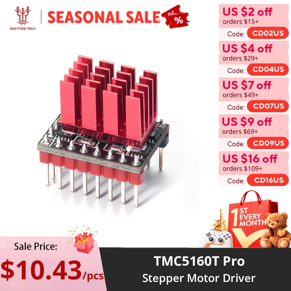 

Драйвер шагового двигателя bigtree4 BTT TMC5160T Pro V1.0 SPI для Octopus Pro SKR V1.4 MINI E3 Ender3, детали для 3D-принтера