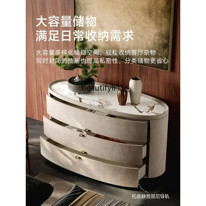 

Q181 Italian chest modern dining side living room storage decorative rock slab mystery cabinet