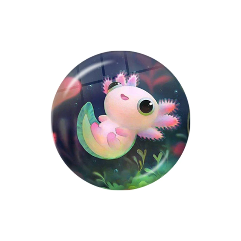 2023 New Axolotl 10 Pcs 12mm/16mm/18mm/20mm/25mm/30mm Round Photo Glass Cabochon Demo Flat Back Making Finding