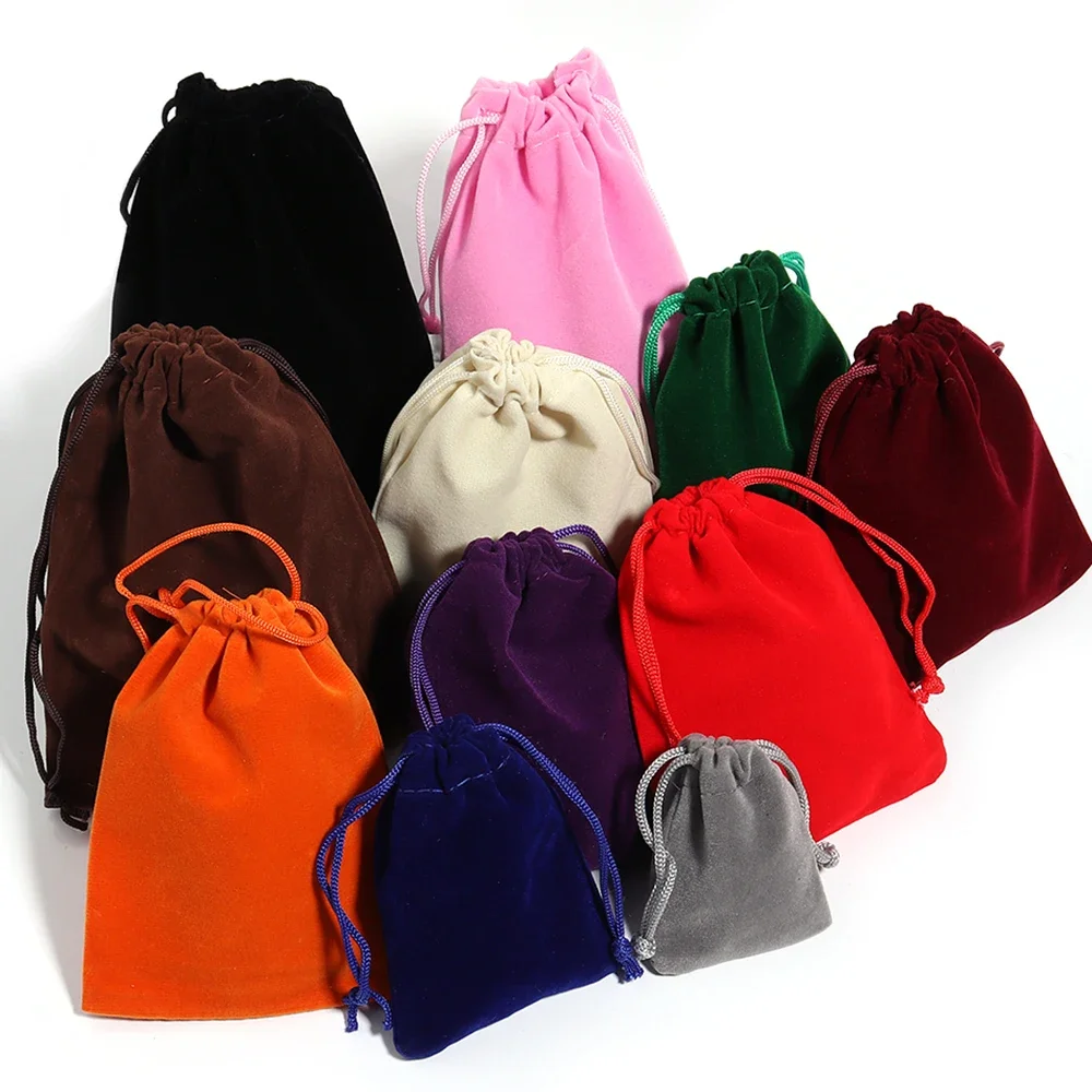

5-10pcs/lot colored velvet belt bag multi-size packaging bags for jewelry and candy storage holiday gift packaging bags,