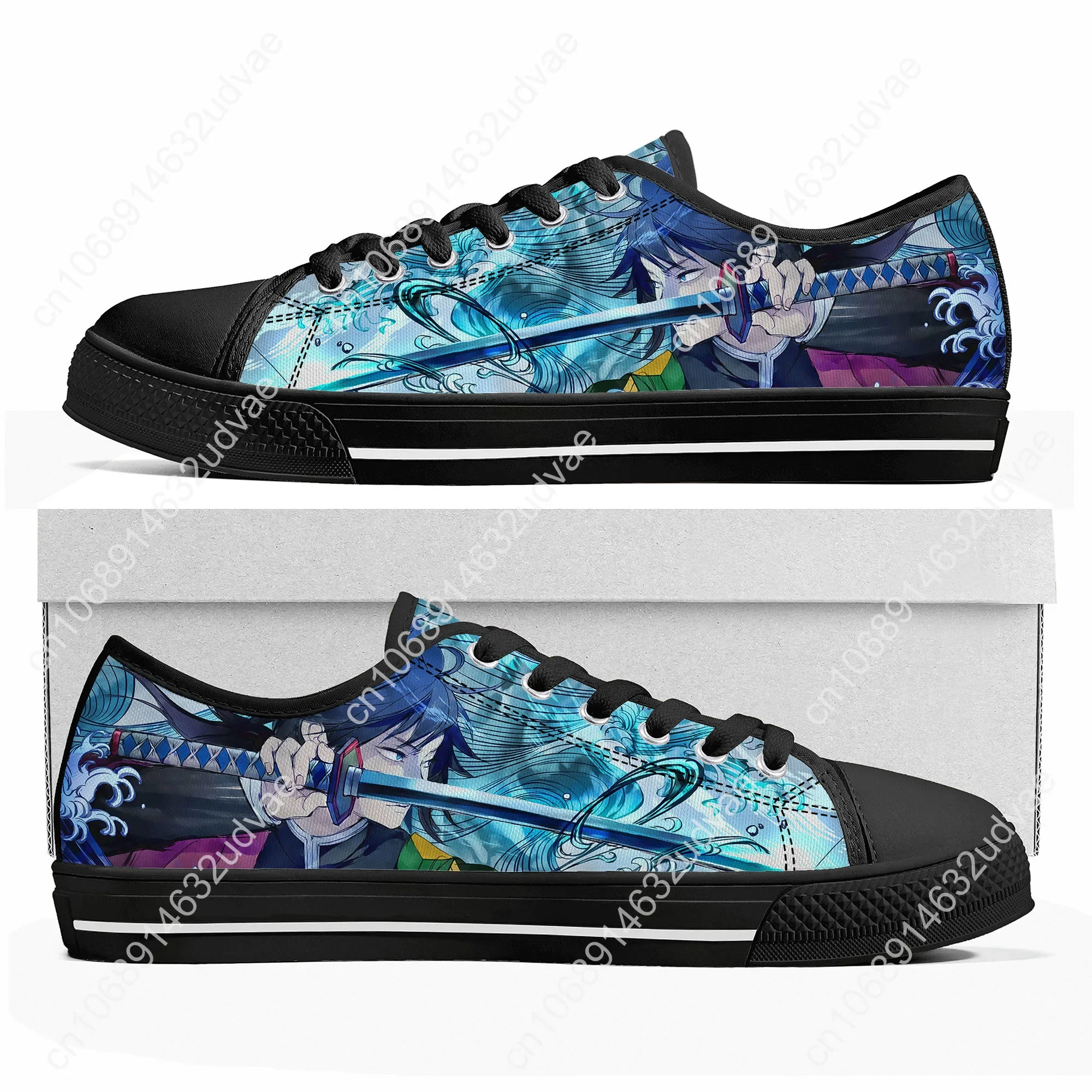 Giyu Tomioka water hashira Demon Slayer Kimetsu No Yaiba High Top Sneakers Mens Womens Teenager Canvas Couple Shoes Custom Shoe