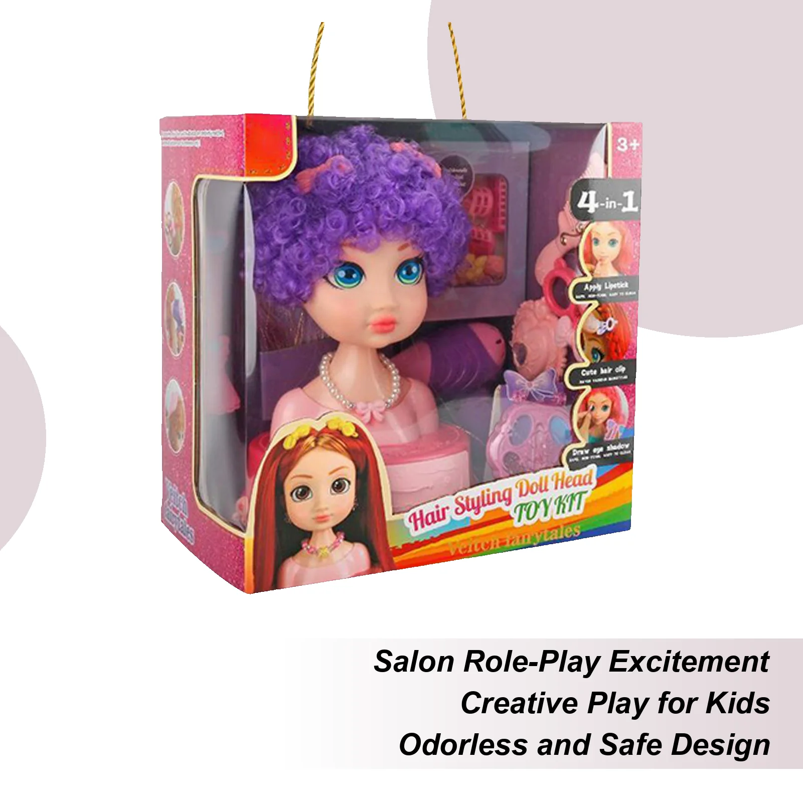

Hair Styling Doll Head Styling Head Doll with Hairdressing Set and Makeup Toys 31 Pieces Beauty Salon Set Dressing Toys for 3