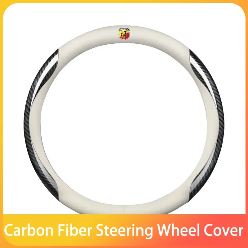 Car Suede carbon fiber non-slip steering Wheel Cover Protector For Abbas Abarth Punto 124/125/500 Stilo Ducato Car Accessories
