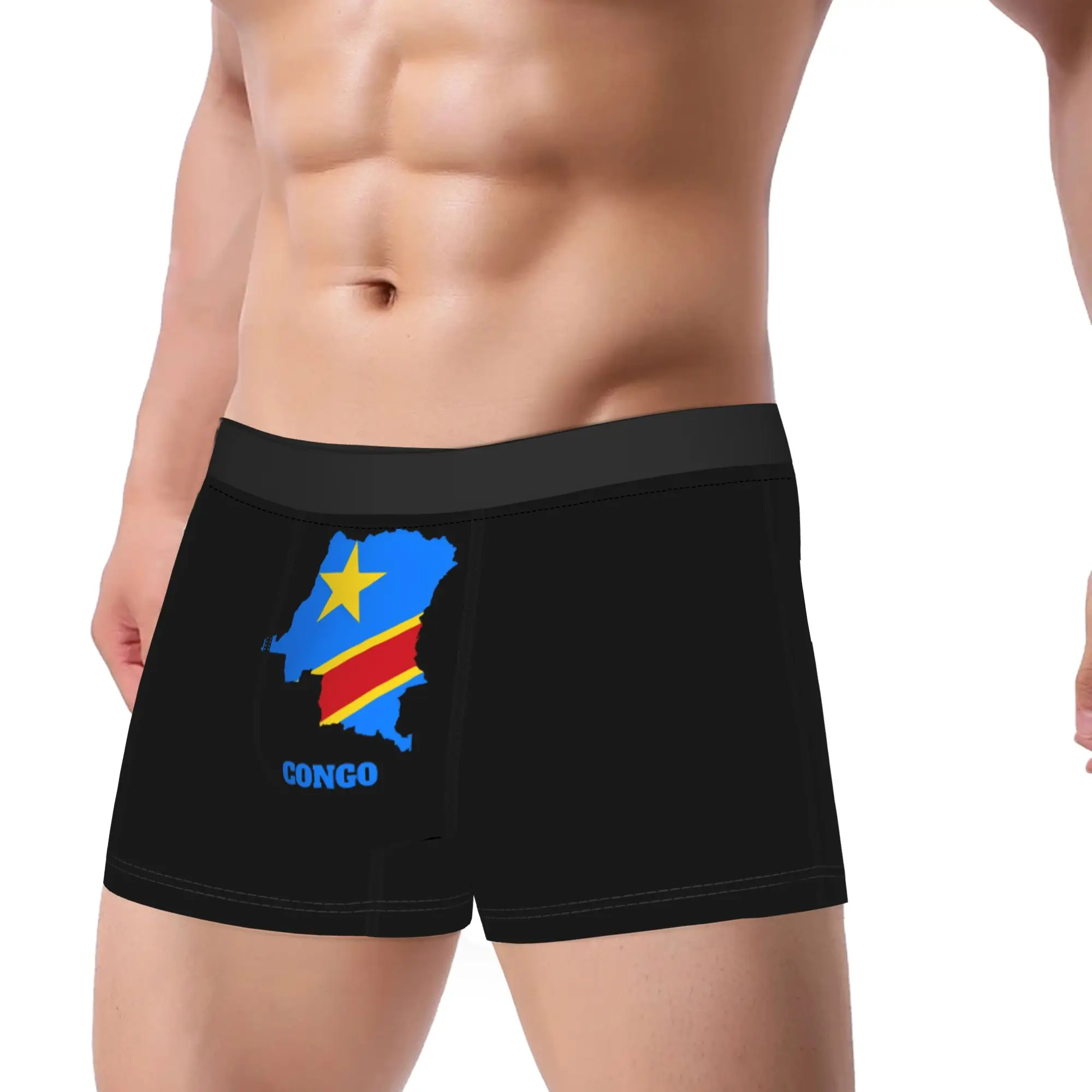 Democratic Republic Of The Congo Flag Map Underwear  Custom DIY Trunk Hot Sale Males Underpants Comfortable Boxer Brief Gift