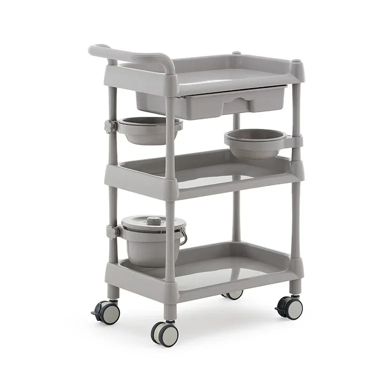 Beauty salon special storage mobile tool car pattern embroidery storage three-layer mobile rack