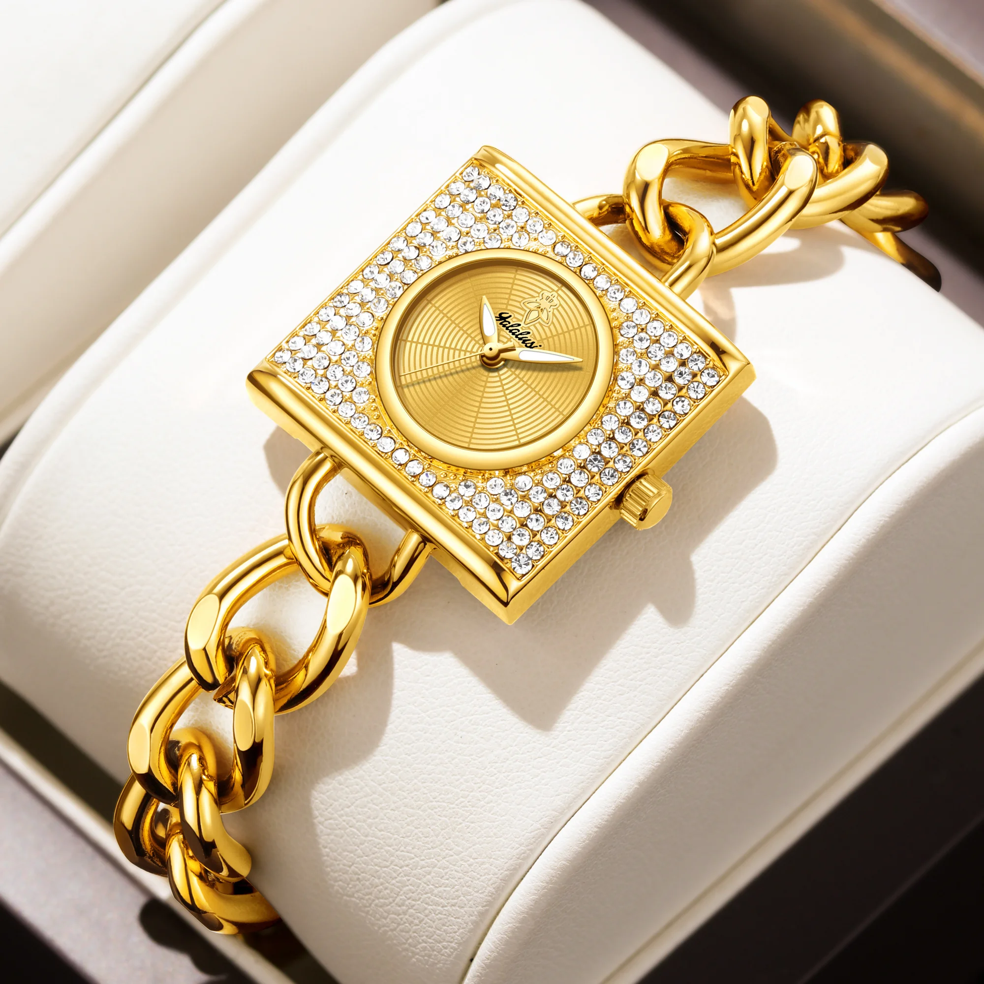 

YaLaLuSi brand 2024 new hot sale gold crystal diamonds luxury ladies watch box watch remover ladies gift ionic vacuum plating