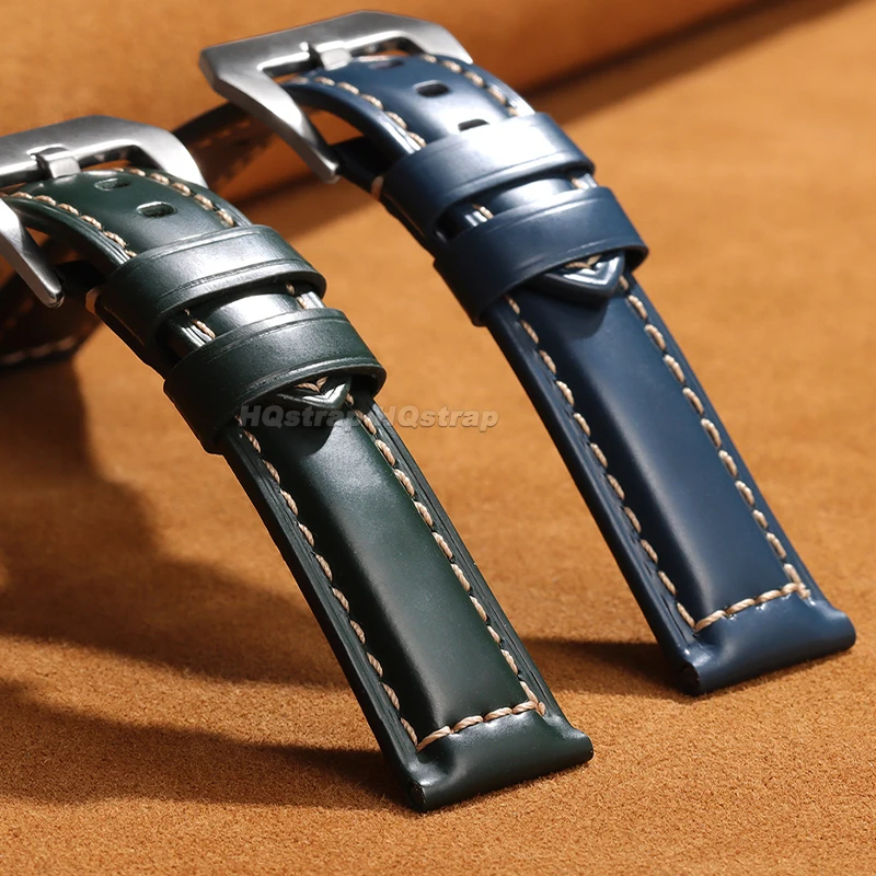 22mm 24mm High Quality Oil Wax Leather Watch Band for Panerai for Omega for Rolex Strap Sport Comfortable Universal Bracelet