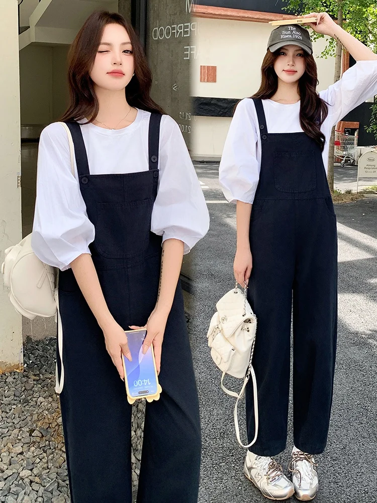 

Повседневные свободные женские джинсовые комбинезоны, весенне-осенние новые корейские утягивающие прямые брюки с девятью точками