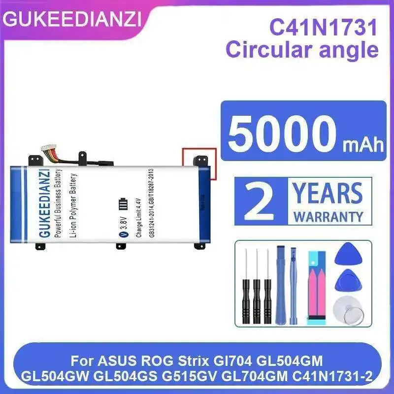 

Laptop Battery C41N1731 Circular Angle 5000Mah For Asus Rog Strix Gl704 GL504GM GL504GW GL504GS G515GV GL704GM C41N1731-2