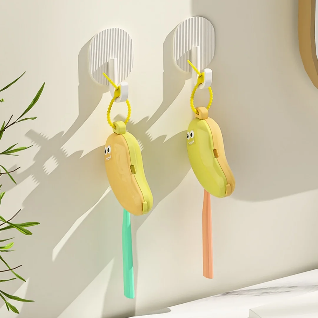 Banana Shape Toothbrush Cover & Toothpaste Travel Case, Silicone Dustproof Holder, Camping, Home - view 6