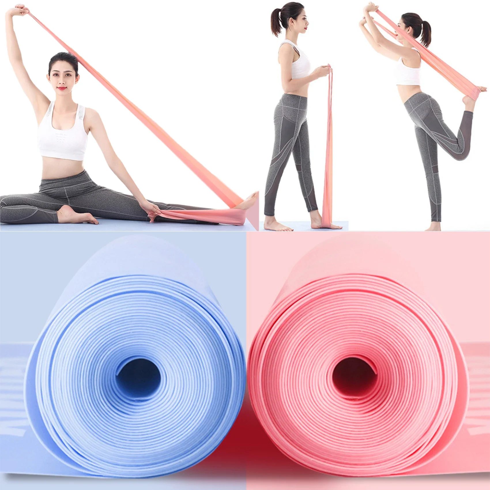 Resistance Bands Straps Exercise Bands for Physical Therapy Strength Training Yoga Pilates Stretching Non-Latex Elastic Band